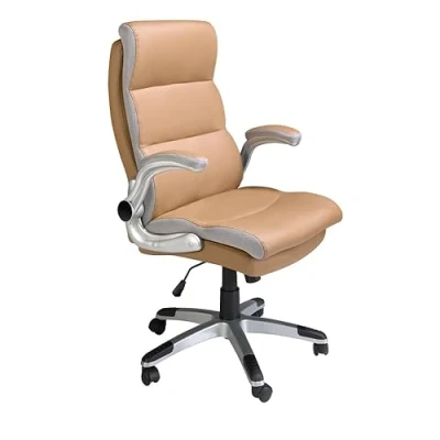 Imagen de ÁNGEL CERDÁ Silla de Oficina Giratoria Polipiel Escritorio Regulable en Altura y Resposabrazos Abatible Asiento 66x72x112 cm Marrón