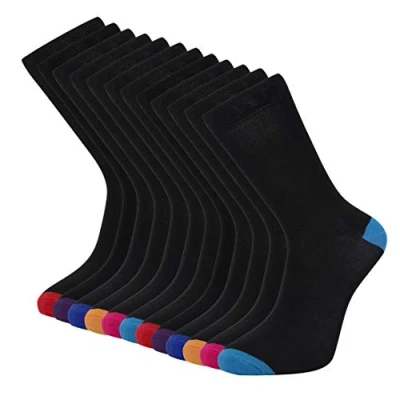 Imagen de Cob Stallion calcetines negros para hombre, estilo talón y punta, paquete múltiple de 6 a 11 UK, 12 pares, Talla única