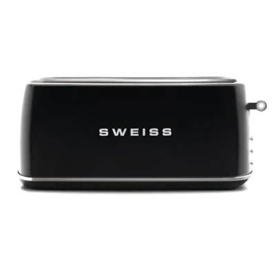 Imagen de SWEISS Tostador GRV9 vintage, 2 ranuras, 6 niveles de potencia, Descongelación, Baguettes, Rápido y uniforme, Fácil limpieza, Bandeja recogemigas, Negro, 1500 W