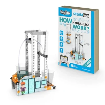 Imagen de Engino Juguetes STEAM Labs ¿Cómo funciona la hidráulica? Kits de ciencia educativa para niños Kit experimentos guiados y actividades
