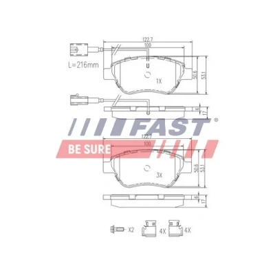 Imagen de FAST FT29112 Juego de pastillas freno Eje delantero con sensor desgaste incorporado FIAT: BRAVO 2, Stilo Hatchback, 500 Hatchback