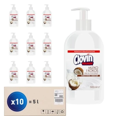 Imagen de Handy Eco jabón de manos líquido antibacteriano leche y coco 500 ml Pack 10
