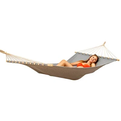 Imagen de AMANKA XXL Hamaca Grande para 2 Personas 200x120cm con Dos Barras de Madera Gris