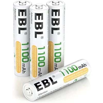 Imagen de EBL 4 Piezas 1100mAh AAA 1,2V Pilas Recargables Ni MH Alta Capacidad para Juguete Flash Mando Teléfono Fijo GPS Exterior