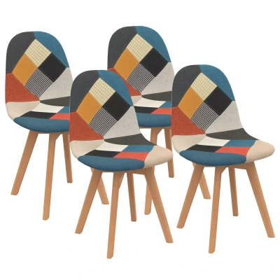 Imagen de IDMarket Juego de 4 sillas Sara con diseño Patchwork, Multicolor