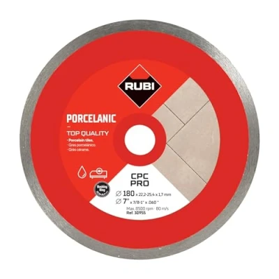 Imagen de RUBI Disco Diamante Corte Continuo CPC PRO Fino de Gres Porcelánico con Espesor Inferior a 20 mm Especial para Inglete Diámetro Externo: 180