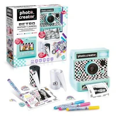 Imagen de Canal Toys Creator Cámara de Fotos Instantánea Retro con Flash 4 Rollos Papel Que Incluyen 1 Adhesivo, rotuladores y Pegatinas Azul CLK019