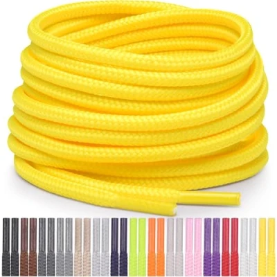 Imagen de Miscly Cordones Redondos para Zapatos, Zapatillas y Botas Disponibles en Múltiples Longitudes Colores (Amarillo, 91 cm)