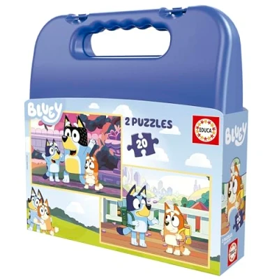 Imagen de Educa Set de 2 Puzzles Infantiles Bluey con 20 Piezas presentados en una magnífica Maleta plástico. Medidas: 28 x cm. Recomendados a Partir 4 años (19966)