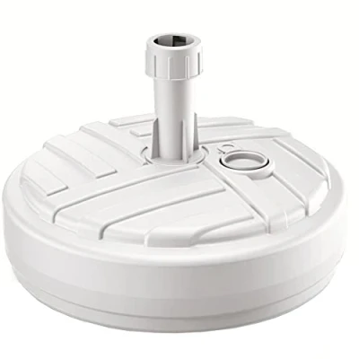 Imagen de Base de sombrilla polietileno redonda con diseño a rayas 39 x 13 cm en color blanco