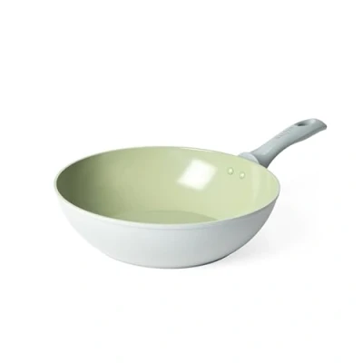 Imagen de Salter BW09285 Earth 28cm Sartén Profunda Revestimiento Cerámico Antiadherente y Saludable, Libre de PFAS, Inducción, Wok Aluminio, Fácil Limpiar, Sin PFOA/PTFE, Mango que no Calienta, Verde
