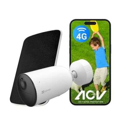 Imagen de EZVIZ CB3 Kit 4G Camara Vigilancia Exterior 2K con Batería Recargable 5200mAh, AOV Modo, Detección de Persona/Vehículo, Visión Nocturna en Color, Audio Bidireccional, Defensa Activa