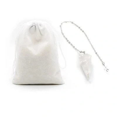 Imagen de péndulo piedra natural cuarzo blanco, de Cristal, Cristal Hexagonal Vintage para Radiestesia, Chakra Reiki Adivinación Meditación Wicca (Blanco)