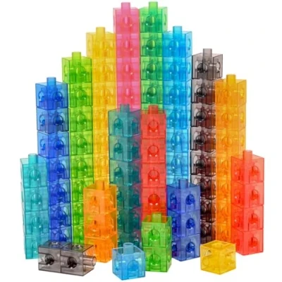 Imagen de edxeducation Cubos de Enlace translúcidos Juguete construcción para matemáticas tempranas Juego 100 2 cm Mesa Ligero Aprendizaje Preescolar y primario