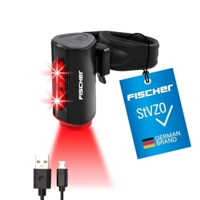 Imagen de Fischer Juego de iluminación Trasera Doble con 360 para una Mayor Visibilidad y protección, baterías Recargables Mediante USB