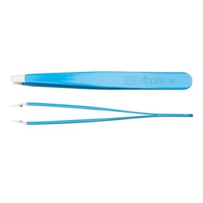 Imagen de nippes Solingen pinzas de punta recta, acero inoxidable, 9,5 cm, color azul, para depilar cejas, puntiagudas, depilación precisa, fabricadas en Alemania