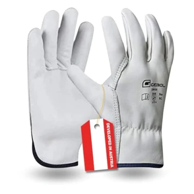 Imagen de Gebol Guantes de trabajo piel alta resistencia, talla L (Gr 9), color blanco, 1 par