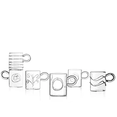 Imagen de Ichendorf Milano Juego de 6 tazas café cristal borosilicatado, colección Decò, 0,05 kilogramos