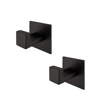 Imagen de Melairy 304 Gancho de Toalla Para Baño Percha Sin Taladro Adhesivo Pared Toalleros Acero Inoxidable (2 Pieza, Negro)