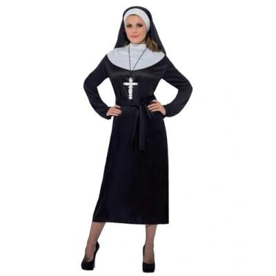 Imagen de Smiffys Disfraz de monja, negro, con vestido y velo
