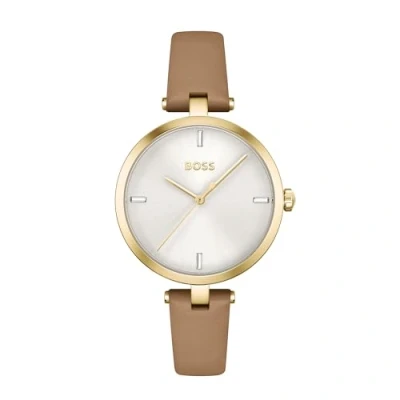 Imagen de BOSS Reloj Analógico de Cuarzo para Mujer Colección Majesty con Correa Cuero Color Camel 1502652