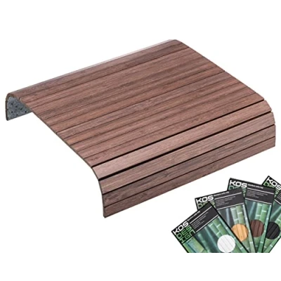 Imagen de Kos Design Bandeja de Madera bambú para sofá o reposabrazos Organizador con Base EVA Antideslizante Mesa (Light Brown)