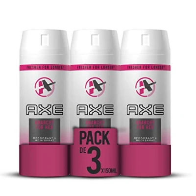 Imagen de AXE Anarchy for Her Desodorante Bodyspray para mujer, protección, de 48 horas 150 ml, pack 3