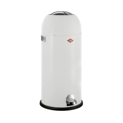 Imagen de WESCO Kickmaster Maxi Cubo de basura en color blanco mate, chapa acero con recubrimiento polvo, amortiguador integrado, capacidad 40 litros, ranura grande