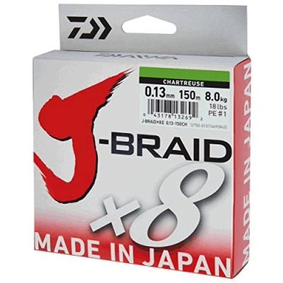 Imagen de Daiwa j braid línea trenzada de pesca, 8 fibras, 300 m, verde amarillento, Dm: 0,42mm