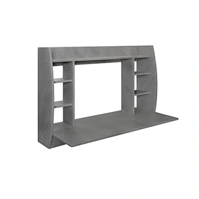 Imagen de ML Design Mueble de Salón Moderno, 110x75x48 cm, Gris, Escritorio Colgante con Estante Estable, Compartimentos Espaciosos, Mesa Suspendida Pared, Armario Oficina Trabajo Ordenador PC Portátil