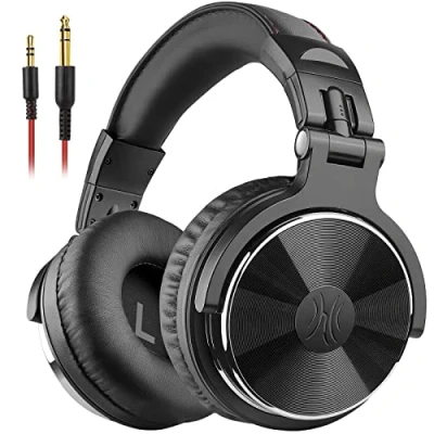 Imagen de OneOdio Pro10 Auriculares DJ con Cable, Estéreo de Mezcla y Monitor Estudio, 50mm Controladores, 3.5 6.35mm Conector Audio para PC AMP Grabación Teléfono Piano Guitarra, Negro