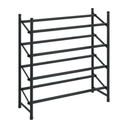 Imagen de WENKO zapatero antideslizante Hero extensible, para 24 pares de zapatos, apilable, 62 115 x 68 23 cm, metal con recubrimiento polvo, superficie antideslizante, negro mate