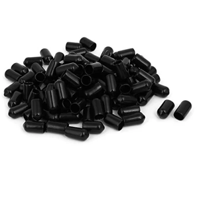 Imagen de sourcing map sourcingmap Protector de goma rosca negra cubierta del extremo manguera 100pcs Diámetro interior 8 mm el tornillo