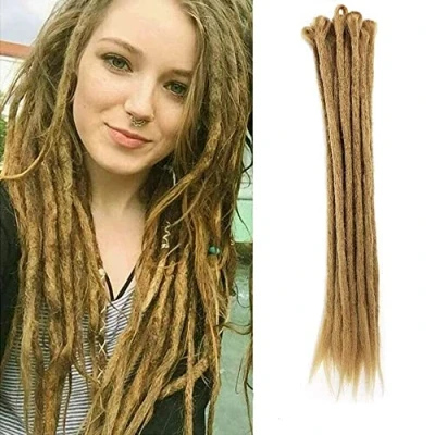 Imagen de Dsoar Extensiones Dreadlock 12 Hebras, Rastas Sintéticas de 20 Pulgadas para Hombres/Mujeres, Cabello Hippie Hechas a Mano Completas