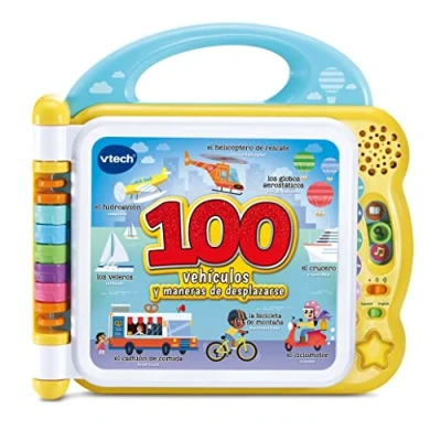 Imagen de VTech Mis primeras 100 Palabras Bilingüe Vehículos y Maneras de desplazarse, Libro Educativo ESPAÑOL INGLÉS para niños +1,5 años, Versión ESP