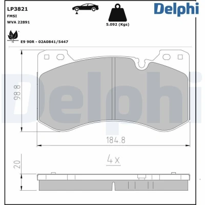 Imagen de Juego de pastillas DELPHI LP3821