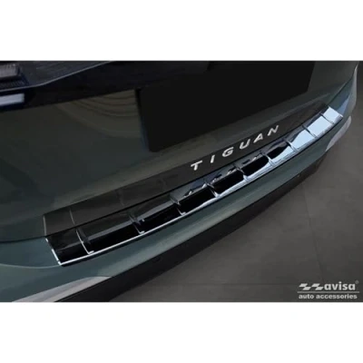 Imagen de Avisa Protector del Parachoques Trasero Inoxidable Negro Compatible con Volkswagen Tiguan (CT1) 2024 &#039;Ribs&#039;