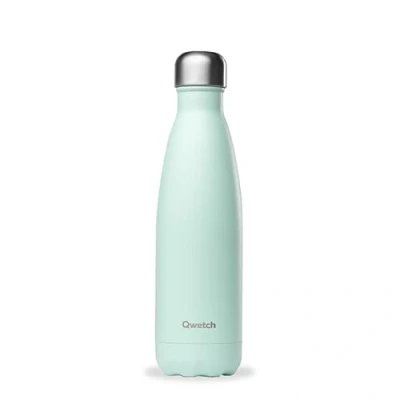 Imagen de Qwetch Botella Isotérmica Originals Pastel Verde 500ml Nómada de Acero Inoxidable 24h Frío y 12h Caliente Impermeable, Libre BPA Reutilizable