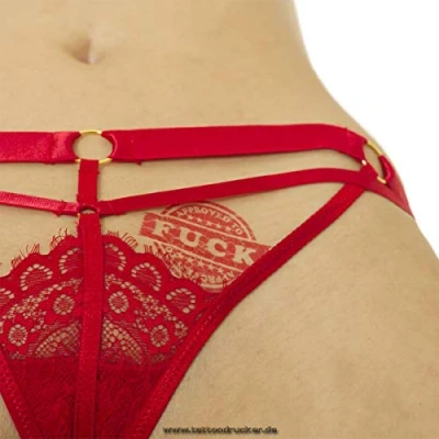 Imagen de 2 sellos de tatuajes temporales para fetiche sexy y perezoso (2 unidades), color rojo