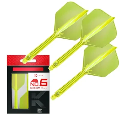 Imagen de Target Darts K Flex Integrated Dart Flight And Shaft, No.6 Amarillo (Mediano) Lote de 3 No 6, Plumas y Caña para Dardos Kflex Precision Moulded 2 In 1 Accesorios Profesionales