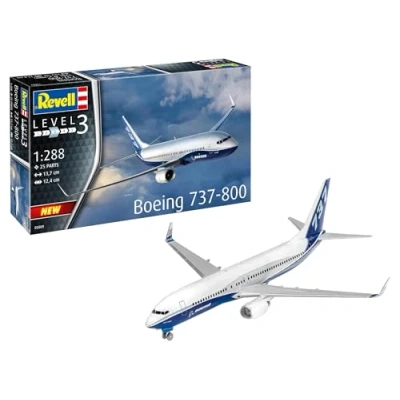 Imagen de Revell 03809 Boeing 737 800 Kit de modelo plástico sin construir/sin pintar, escala 1:288, color blanco