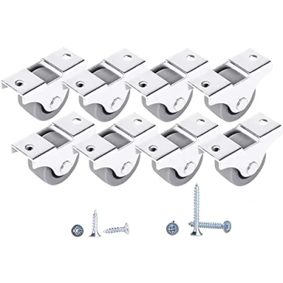 Imagen de SKIR&#039;CO Paquete de 8 ruedas pequeñas 25 mm para muebles, goma, no giratorias, fijas, dirección unidireccional, tornillos incluidos (8)