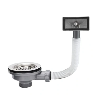 Imagen de ZINGKING kit de residuos fregadero cocina con desbordamiento, desbordamiento acero inoxidable 114 mm, interfaz cuadrada (cuadrado)