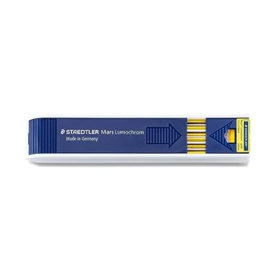 Imagen de Staedtler Mars Carbon 204 10. minas de recarga para portaminas. Caja con 12 color amarilla y graduación HB.