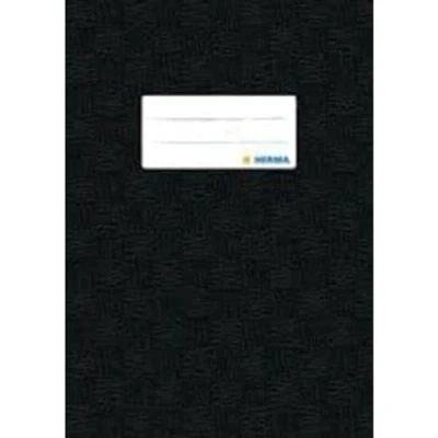 Imagen de HERMA 7429 Funda para cuaderno A5, color negro, con etiqueta de rotulación y estructura rafia, polipropileno resistente lavable, 1 unidad