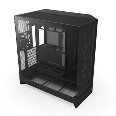 Imagen de NZXT H9 Flow (2025) Caja de PC ATX Torre Media Gran Flujo Aire Doble Cámara Incluye 3 Ventiladores 140 mm y 1 120 Soporte para radiador 420 Vidrio Templado Negro