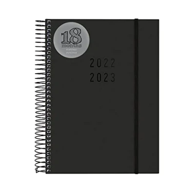 Imagen de Finocam Agenda 2022 2023 Espiral 18 Meses 2 Días Página Julio Diciembre (18 meses) Negra Internacional