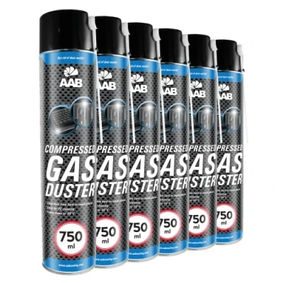 Imagen de 6 x AAB PC Spray Limpiador 750ml para Limpiar Teclados, Ordenadores, Copiadoras, Cámaras, Impresoras y Otros Equipos Eléctricos, Duster, Eliminación de Polvo, Aire Comprimido, Botella, Soplador