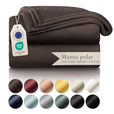 Imagen de Blumtal Mantas para Sofá de Franela Suave y Acolchada Manta Polar 100% Microfibra Extra Suave, sofá, Cama o Sala Estar, Marrón Oscuro, 270 x 230 cm