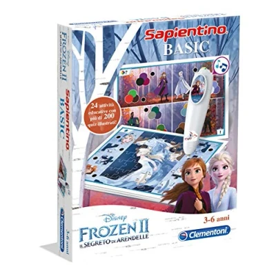 Imagen de Clementoni Sapientino Basic Frozen 2, juego educativo para niños de 4 a 6 años, 200 + cuestionarios interactivos con bolígrafo electrónico, aprendizaje formas, colores y números, fabricado en